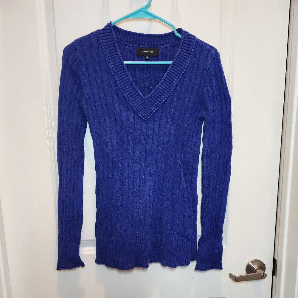 Jones New York Royal Blue Cable Knit Sweater